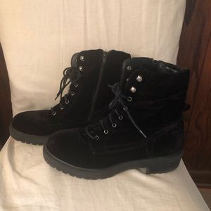 Velvet Combat Boots